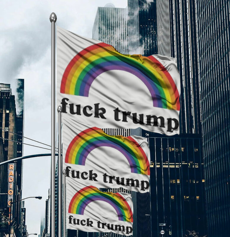 Fuck Trump Flag - Rainbow