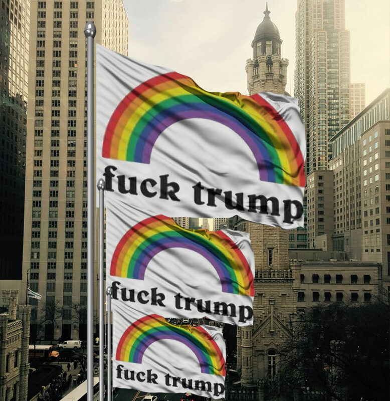 Fuck Trump Flag - Rainbow