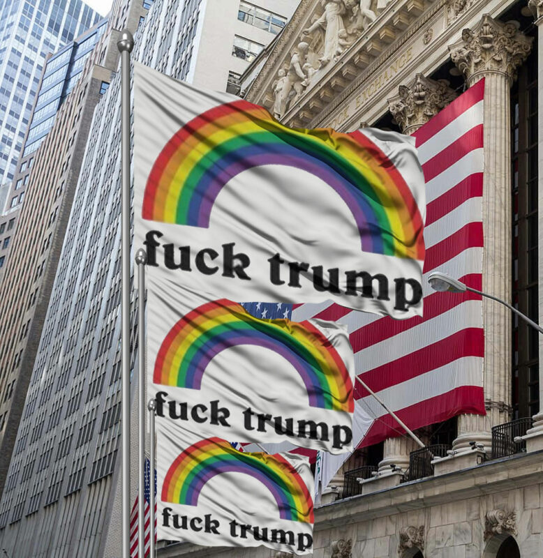 Fuck Trump Flag - Rainbow