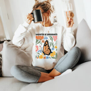 Floral Daughter Of Immigrants T-Shirt Anti Trump
