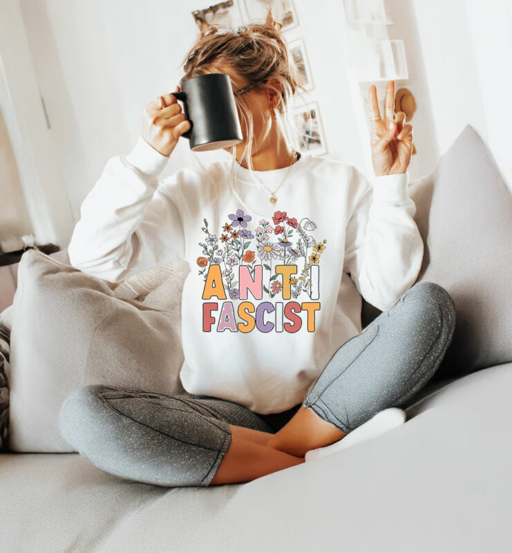 Fuck Trump Floral Anti Fascist T-Shirt